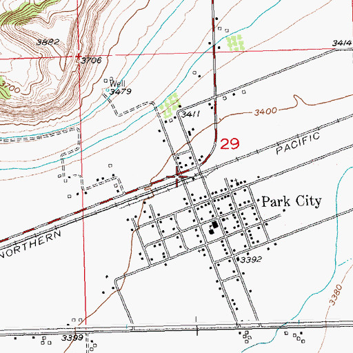 Topographic Map of Park City Catholic Church (historical), MT
