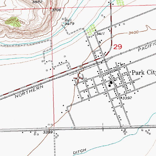 Topographic Map of Park City Baptist Church, MT
