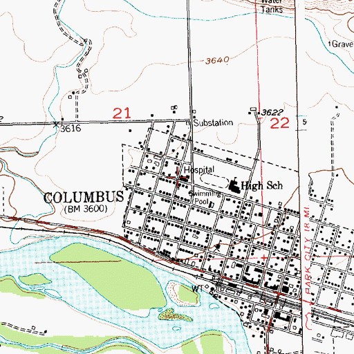 Topographic Map of Stillwater Community Hospital Extended Care Unit, MT
