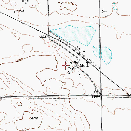 Topographic Map of Molt Volunteer Fire Department, MT
