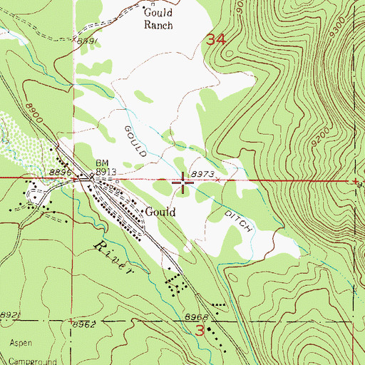 Topographic Map of Gould Ditch, CO