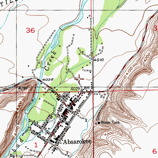 Topographic Map of Absarokee Fire Department, MT
