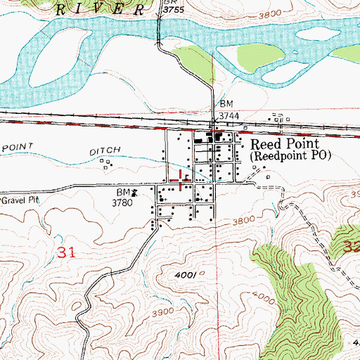 Topographic Map of Reed Point Elementary School, MT
