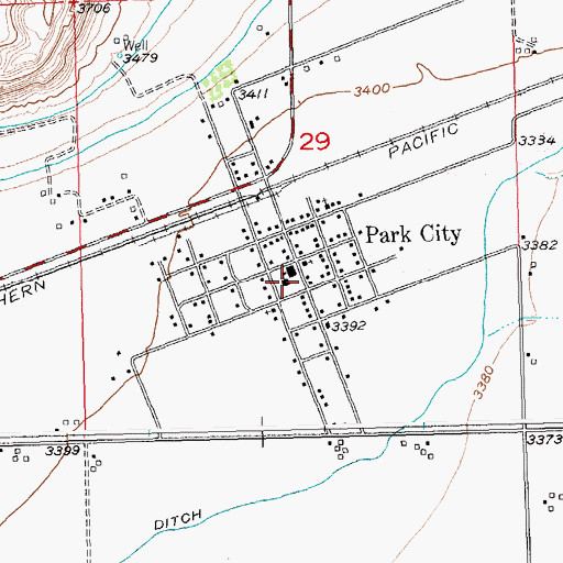 Topographic Map of Park City School, MT