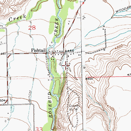 Topographic Map of Fishtail School, MT