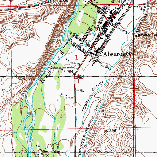 Topographic Map of Absarokee School, MT