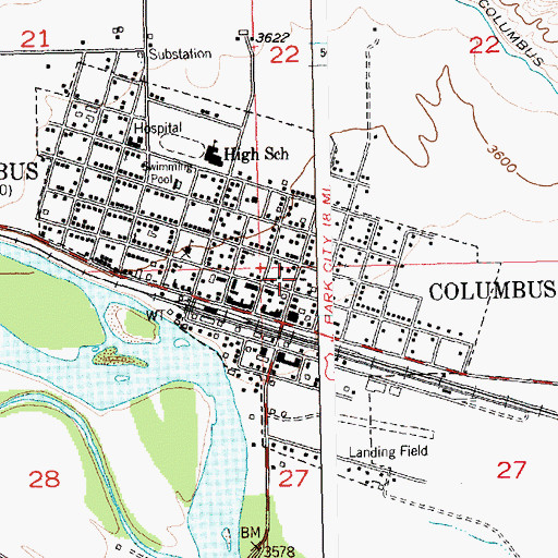 Topographic Map of Assembly of God Church, MT