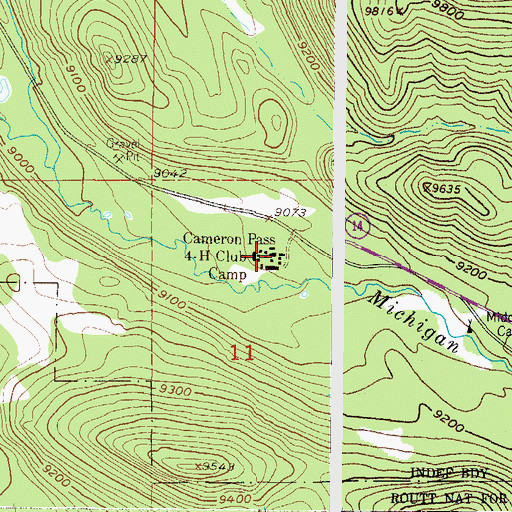 Topographic Map of Cameron Pass 4-H Club Camp, CO