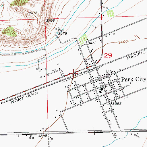 Topographic Map of Park City, MT