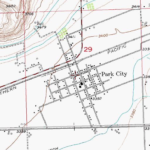 Topographic Map of Park City Post Office, MT