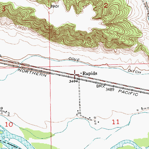 Topographic Map of Rapids Post Office (historical), MT