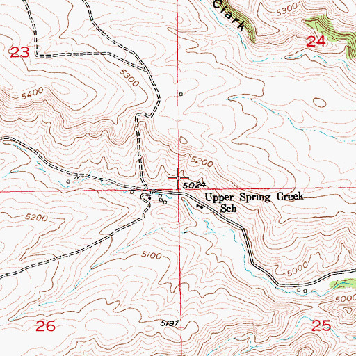 Topographic Map of Springcreek Post Office (historical), MT