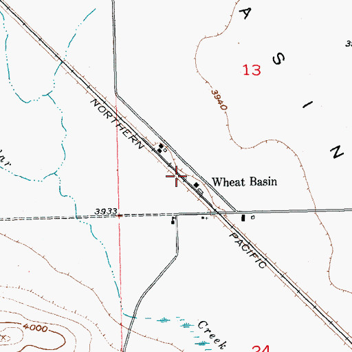 Topographic Map of Wheat Basin Post Office (historical), MT