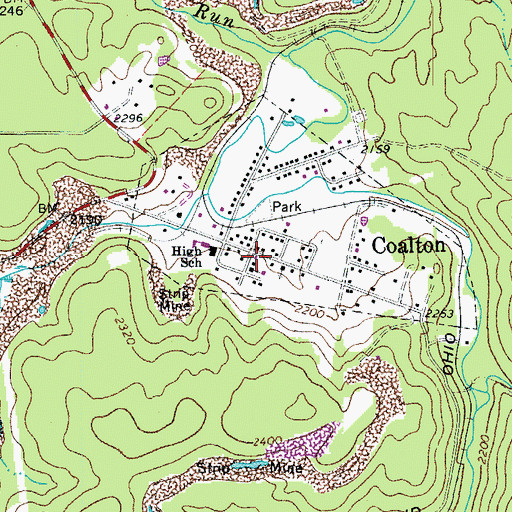 Topographic Map of Coalton Post Office, WV