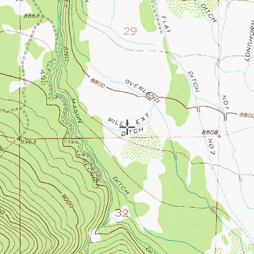 Topographic Map of Riley Extension Ditch, CO