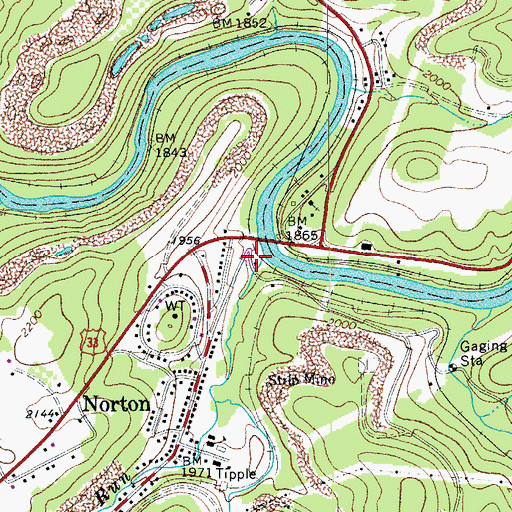 Topographic Map of Norton Post Office, WV
