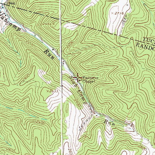 Topographic Map of Pleasant Run School (historical), WV