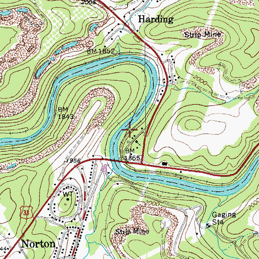 Topographic Map of Roaring Creek Junction, WV