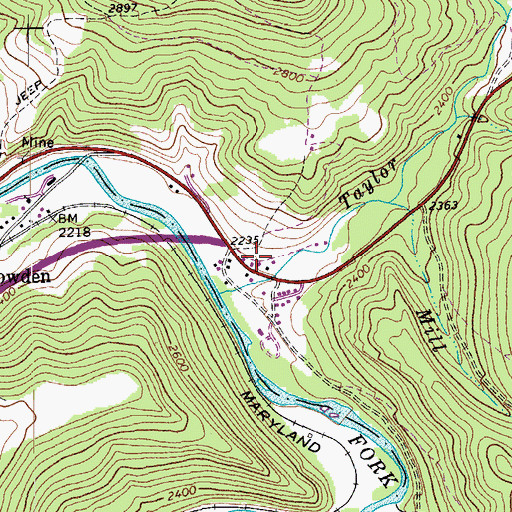 Topographic Map of Bowden Post Office, WV