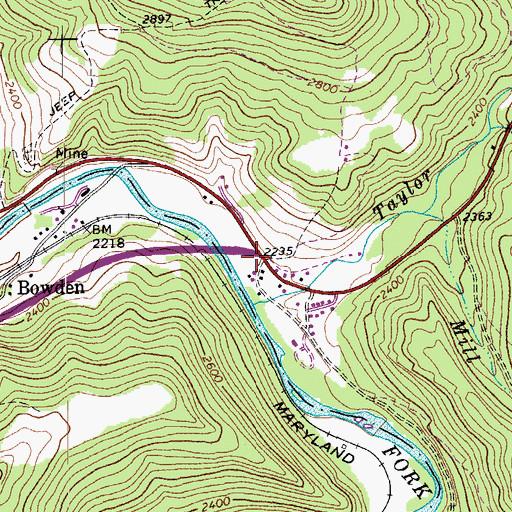 Topographic Map of Chestnut Grove School (historical), WV
