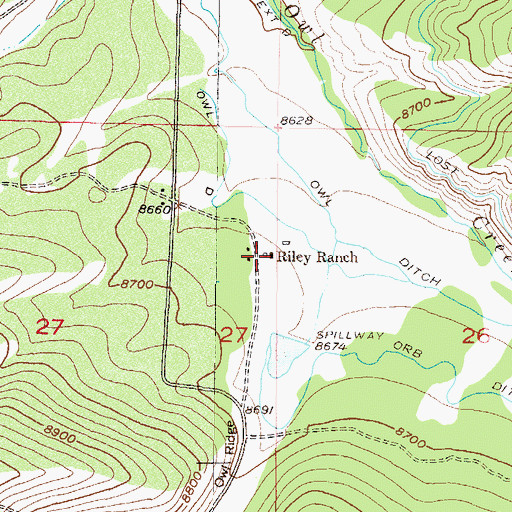 Topographic Map of Riley Ranch, CO