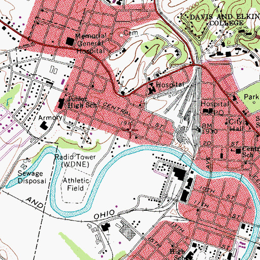 Topographic Map of First Assembly of God Church, WV
