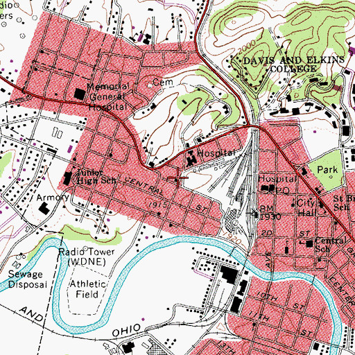 Topographic Map of First Church of Christ, WV