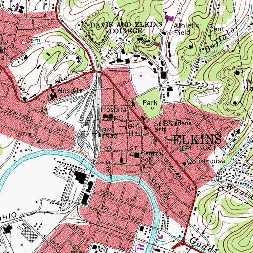 Topographic Map of First United Methodist Church, WV