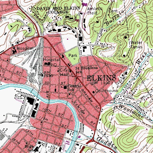 Topographic Map of Grace Episcopal Church, WV