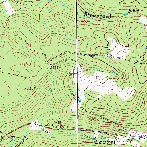 Topographic Map of Huff (historical), WV