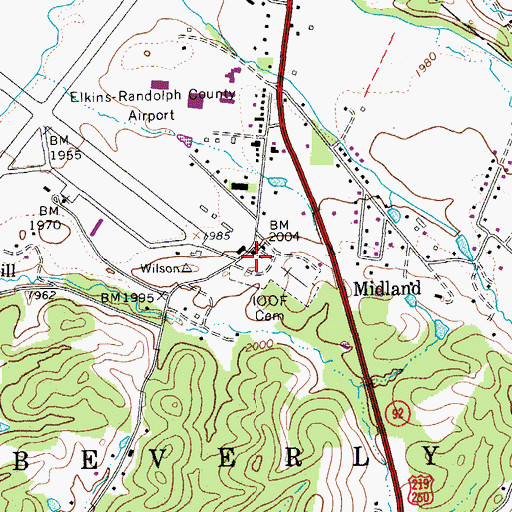 Topographic Map of Lick Church, WV