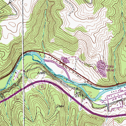 Topographic Map of Meadows, WV