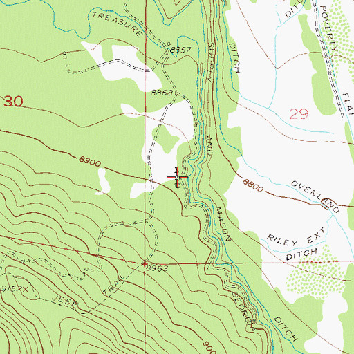 Topographic Map of Last Treasure and Georgia Ditch, CO