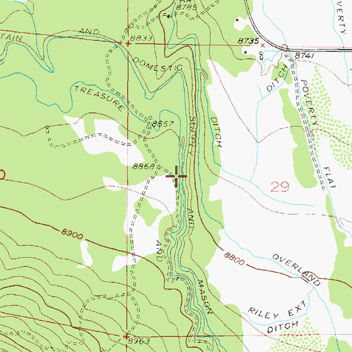 Topographic Map of Owl Mountain and Domestic Supply and Mason Ditch, CO