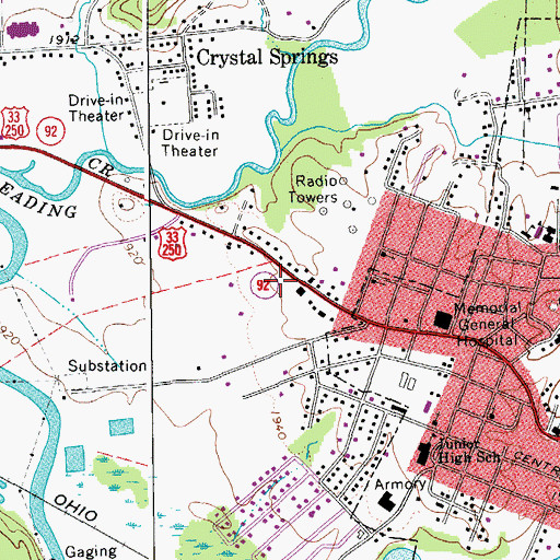 Topographic Map of Tygart Valley Mall Shopping Center, WV