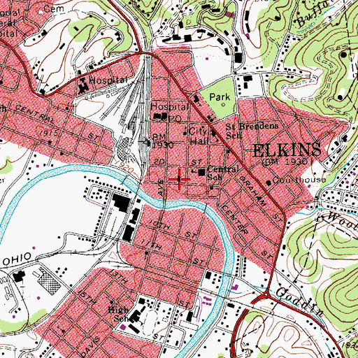 Topographic Map of Woodford Memorial United Methodist Church, WV