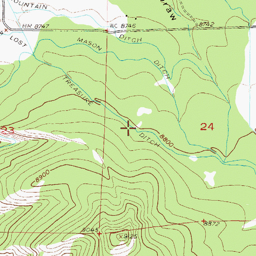 Topographic Map of Lost Treasure Ditch, CO