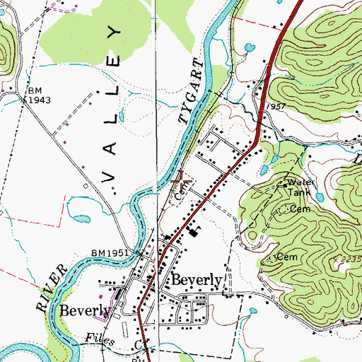 Topographic Map of Beverly Cemetery, WV
