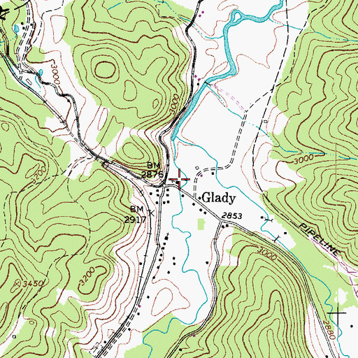 Topographic Map of Glady Church of the Brethren, WV