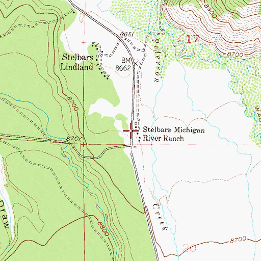 Topographic Map of Stelbars Michigan River Ranch, CO
