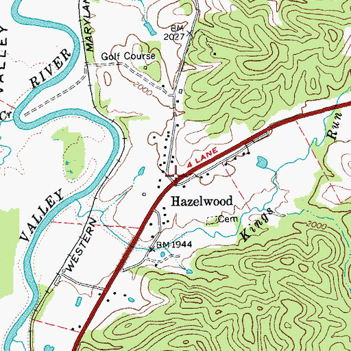 Topographic Map of Hazelwood School (historical), WV
