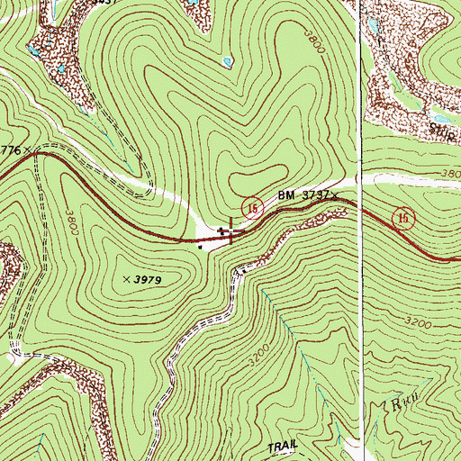 Topographic Map of Middlebrook, WV
