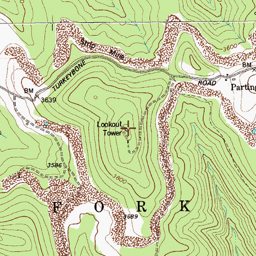 Topographic Map of Parting Springs Lookout Tower, WV