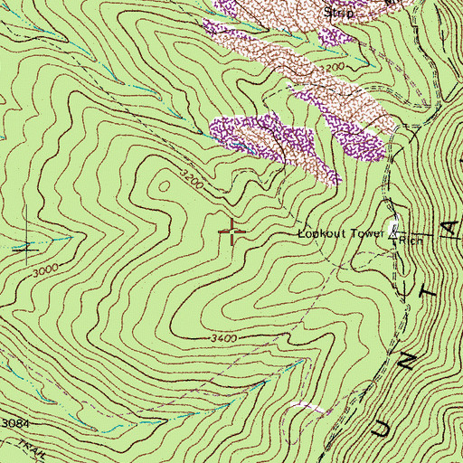 Topographic Map of Rich Mountain Lookout Tower, WV