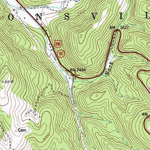 Topographic Map of Riffle Creek School (historical), WV