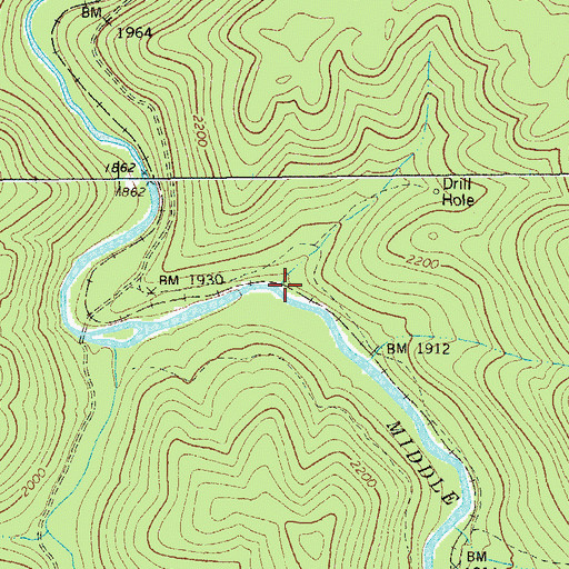 Topographic Map of Rough Run, WV