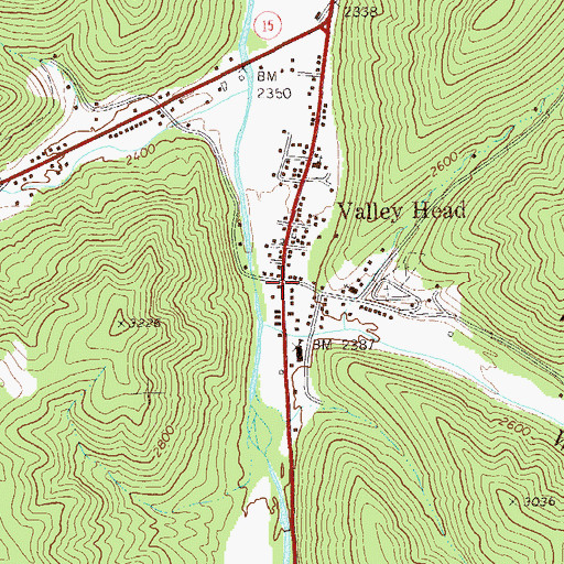 Topographic Map of Valley Head Post Office, WV