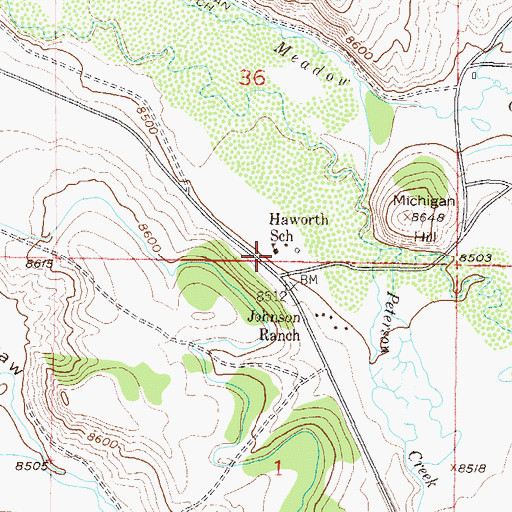 Topographic Map of Haworth School, CO