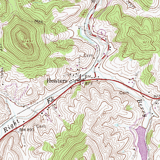 Topographic Map of Heaters Post Office, WV