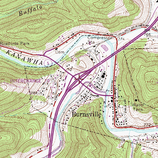 Topographic Map of Interchange 79, WV
